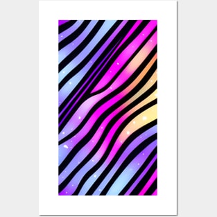 Wavy lines on a Snowy Bright Liquid Multicolor gradient - Abstract Geometric Pattern Posters and Art